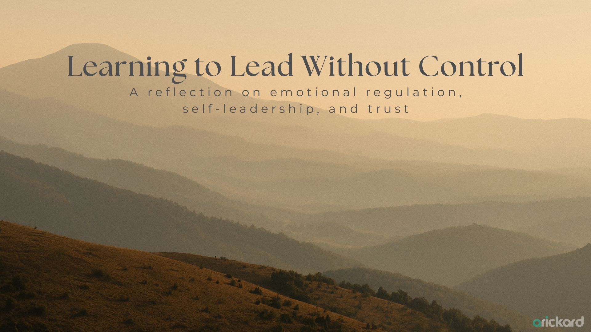 Golden sunrise over rolling hills, symbolising calm awareness, emotional balance, and presence in leadership – reflecting arickard’s approach to self-leadership and emotional intelligence.